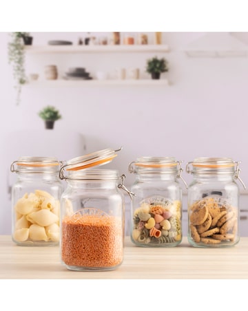 Kilner Set of 2 Clip Top Square Jars 1.5l