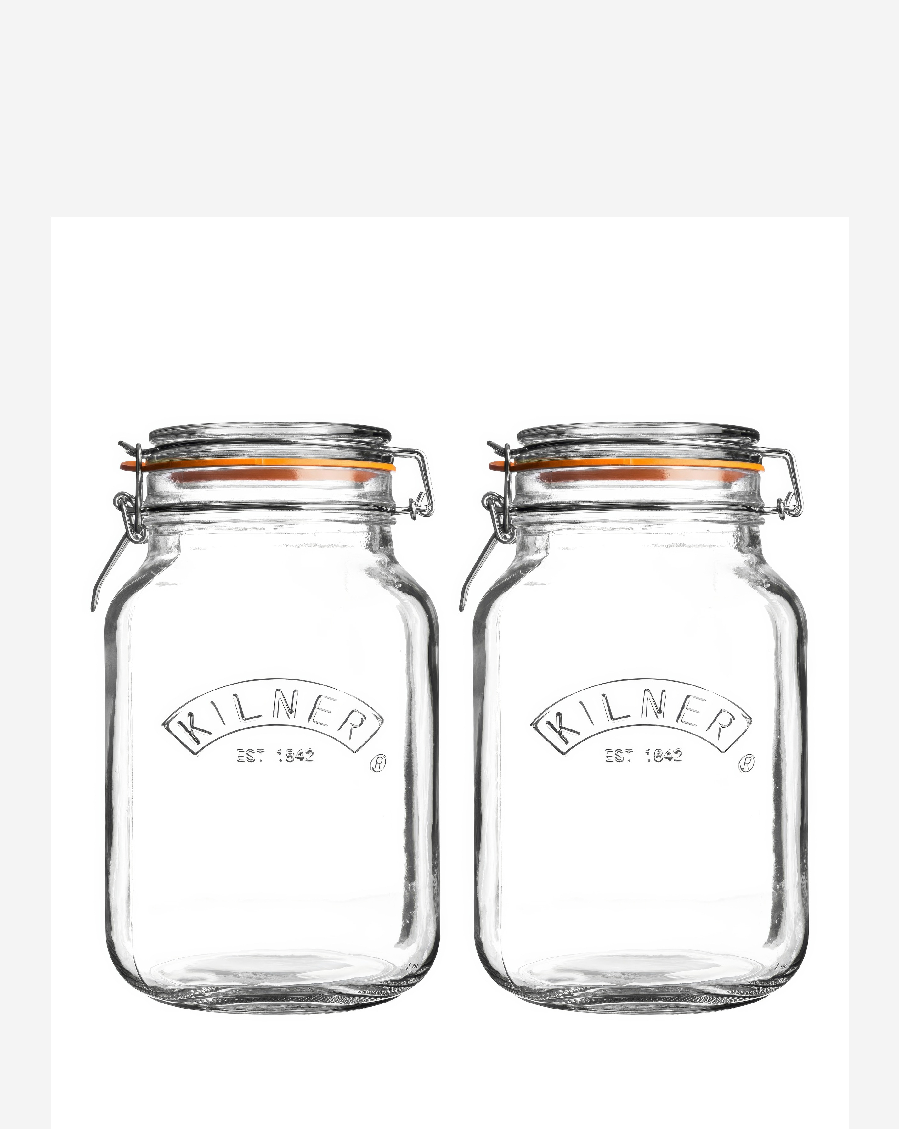 Kilner Set of 2 Clip Square Jars 1.5l