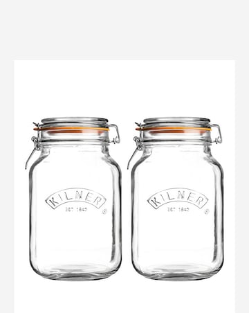 Kilner Set of 2 Clip Top Square Jars 1.5l