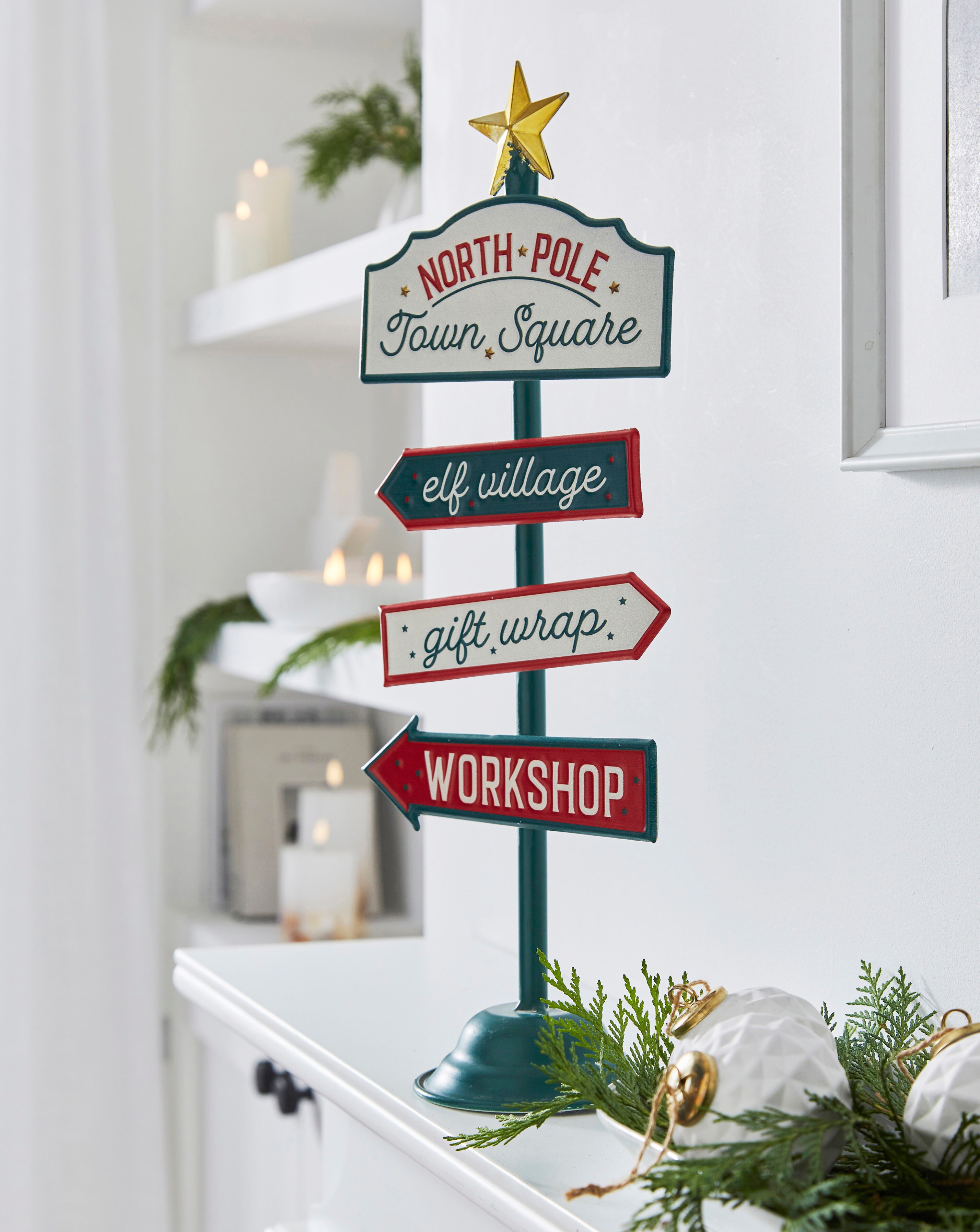 North Pole Metal Sign Post