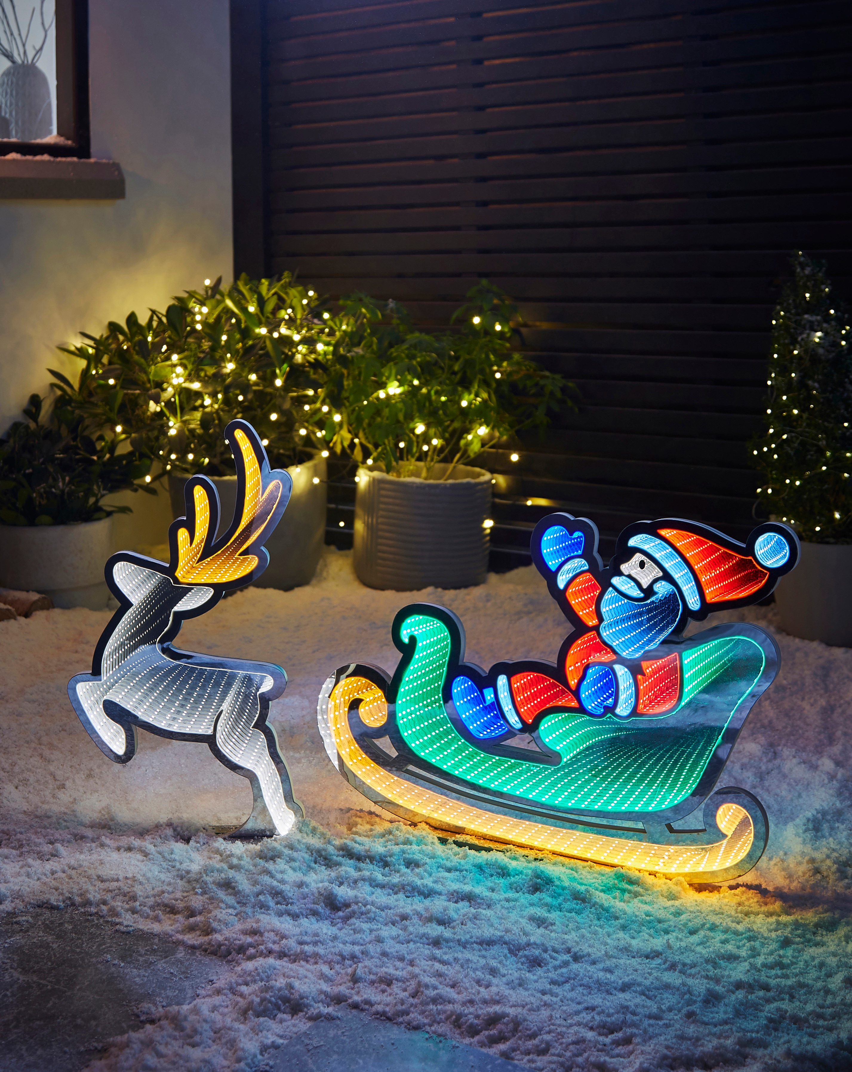 Santa with Sleigh Infinity Light - 75cm
