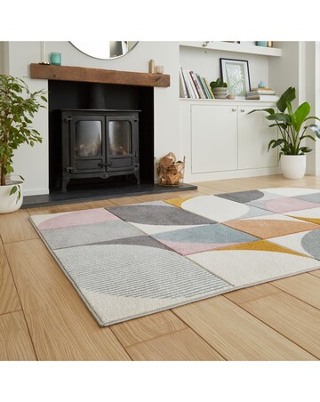 Think Rugs Matrix Modern Geometric Rug - Curves