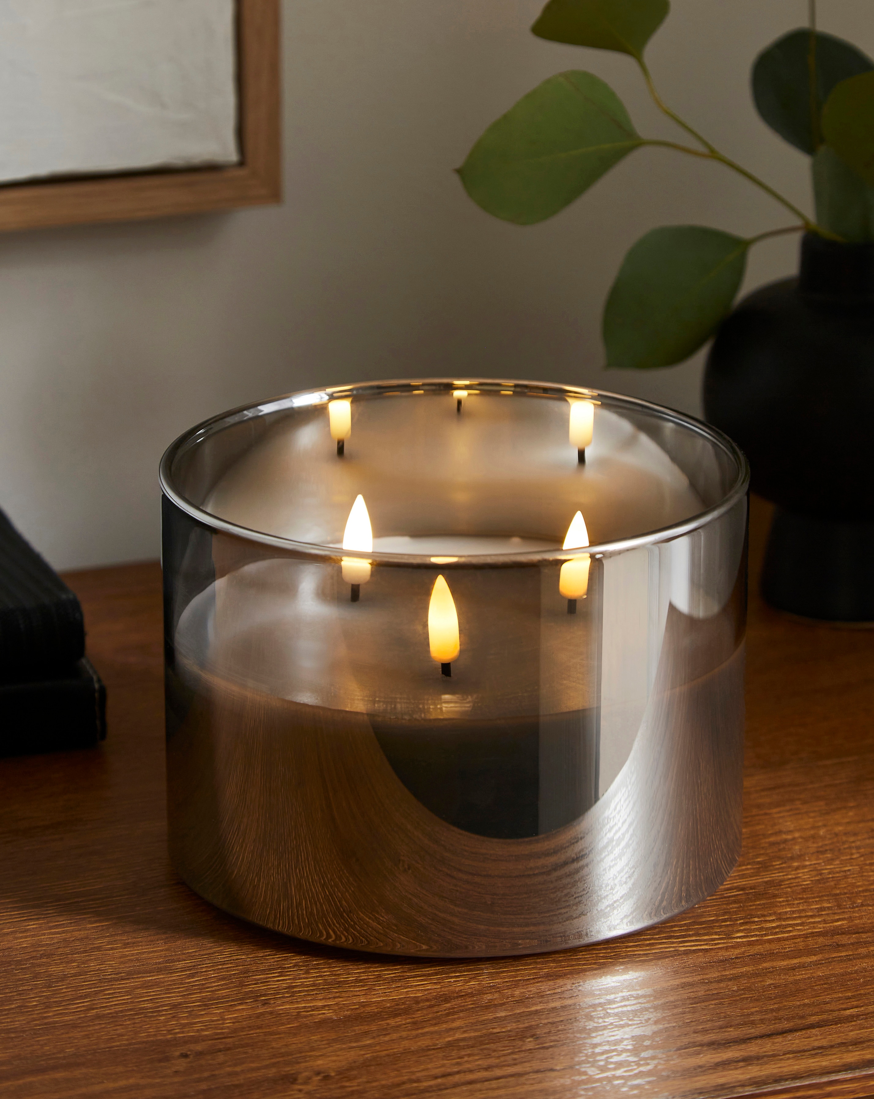 Smoke Glass Large LED Candle