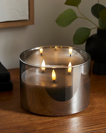 Smoke Glass Large LED Candle