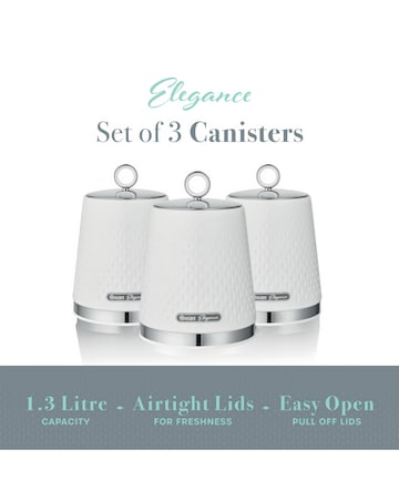 Swan Elegance Set of 3 Canisters - White
