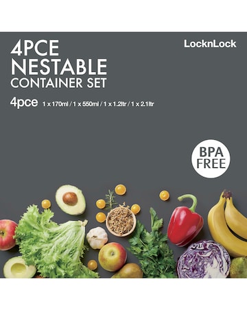 LocknLock 4 Piece Nestable Container Rectangular Set