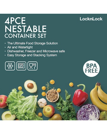 LocknLock 4 Piece Nestable Container Rectangular Set
