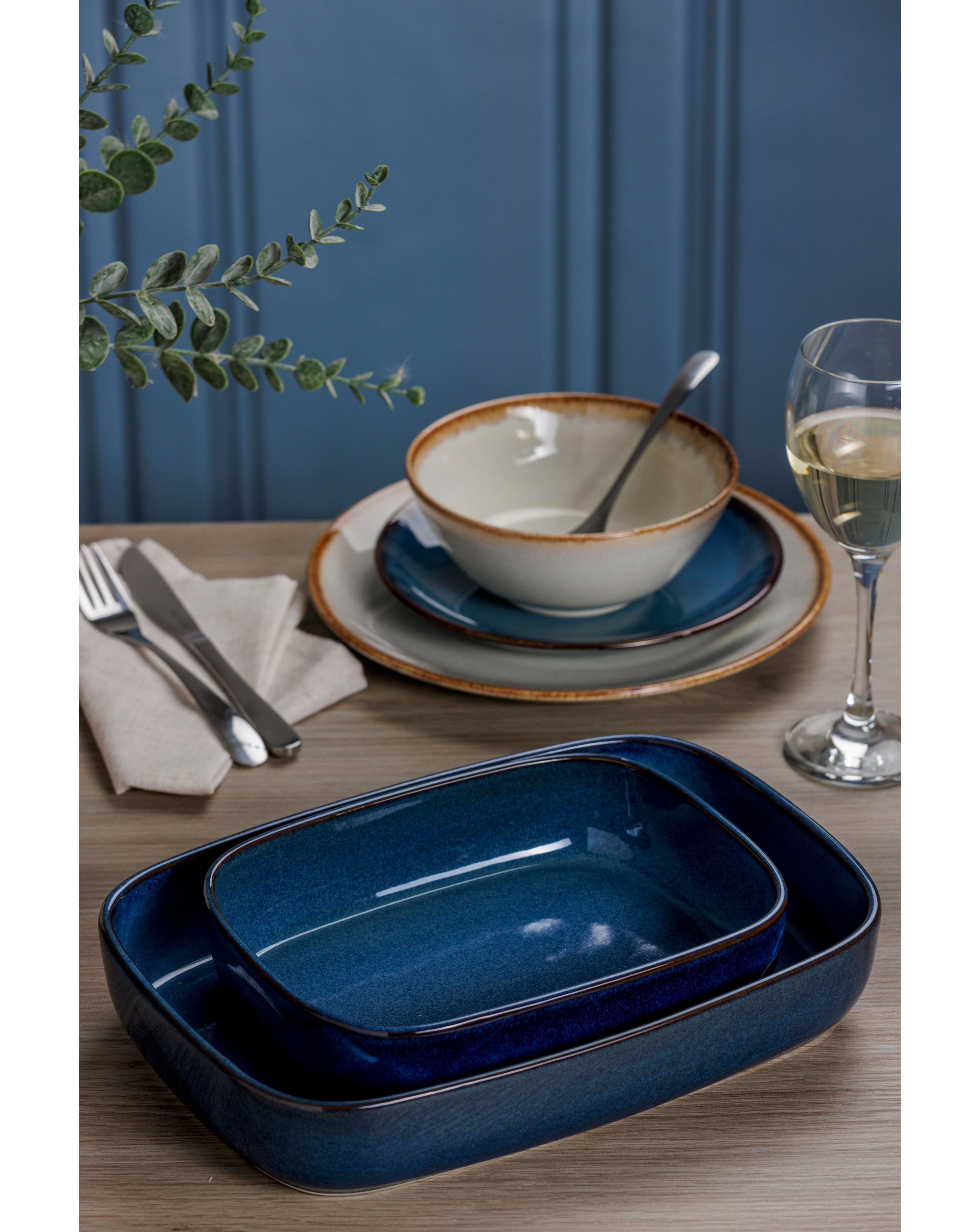 Mason Cash React Blue 2 Rectangle Dishes