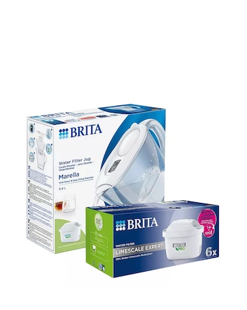 Brita Marella Cool White Jug and MAXTRA PRO Limescale Filters - 6 Pack