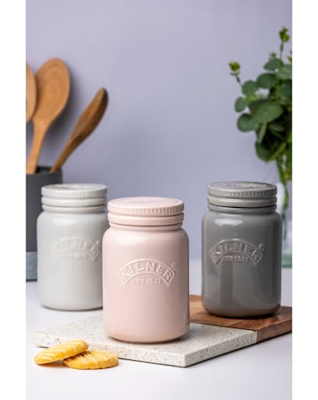 Kilner Set of 3 Ceramic Storage Jars - Dusky Pink