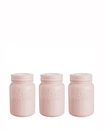 Kilner Set of 3 Ceramic Storage Jars - Dusky Pink