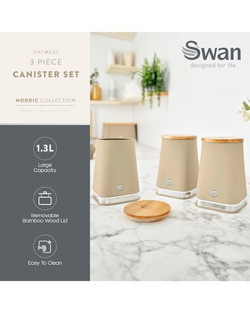 Swan Nordic Set of 3 Canisters Oatmeal