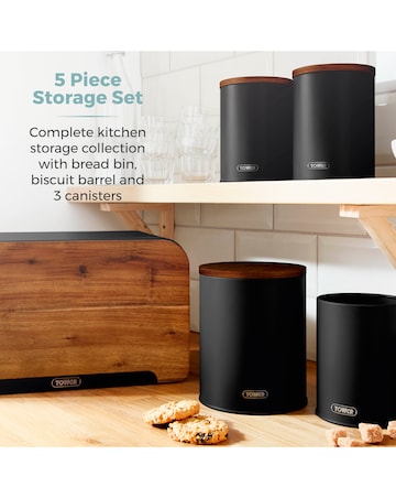 Tower Scandi 5 Piece Storage Set Black