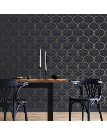 Boutique Refine Geo Navy & Gold Wallpaper