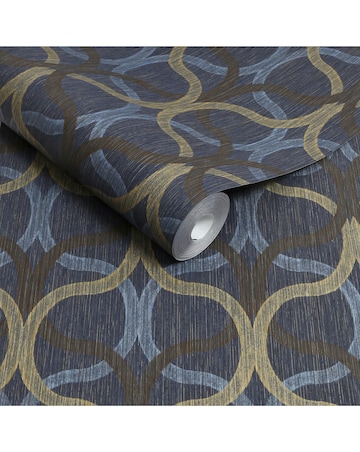 Boutique Refine Geo Navy & Gold Wallpaper