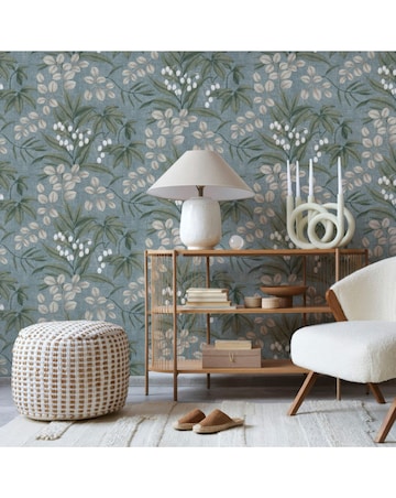 Superfresco Easy Persephone Duck Egg Blue Floral Wallpaper