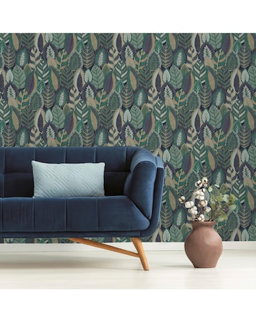 Sublime Arty Leaves Blue Wallpaper