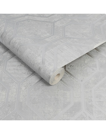Superfresco Armature Geometric Grey Silver Wallpaper