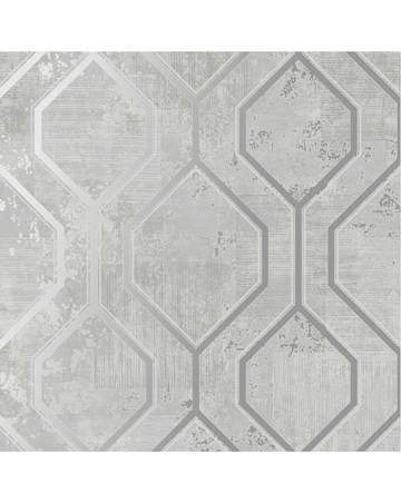 Superfresco Armature Geometric Grey Silver Wallpaper