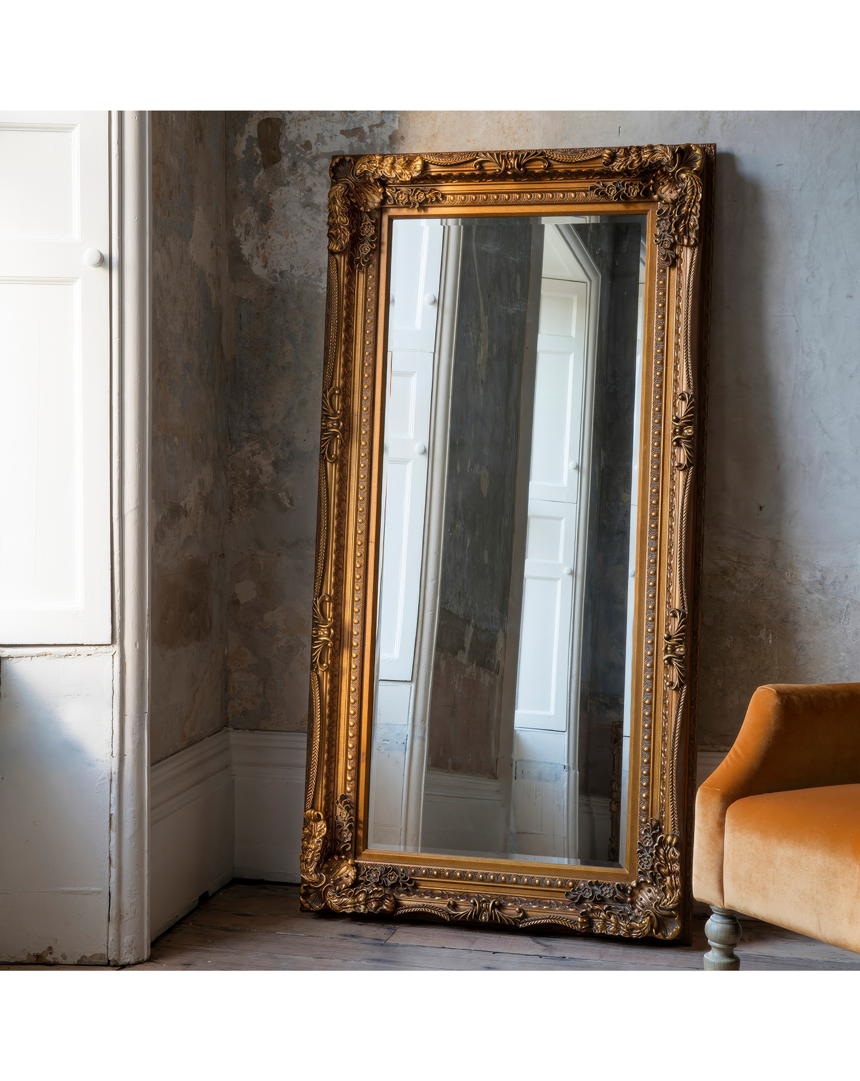 Gallery Carved Louis Mirror Gold