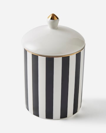Joanna Hope Striped Black Lily & Pomegranate Ceramic Candle