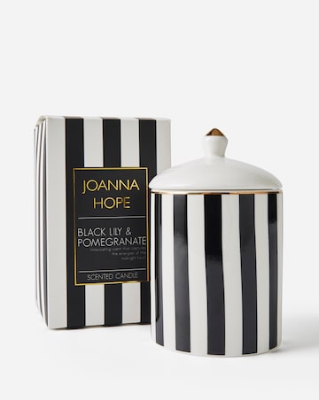 Joanna Hope Striped Black Lily & Pomegranate Ceramic Candle
