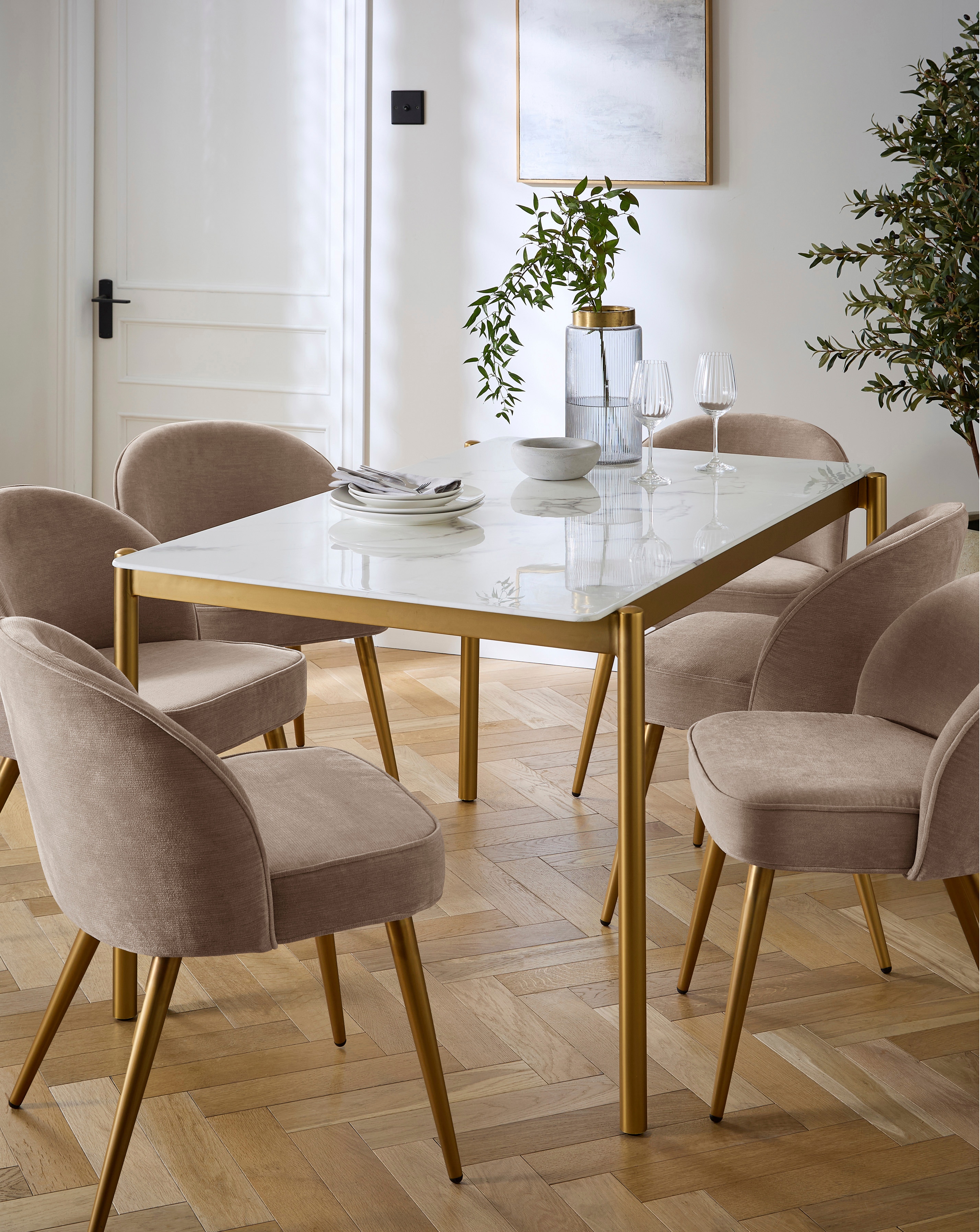 Thea Dining Table with 6 Emilie Chairs