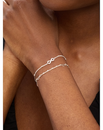 Simply Silver Sterling Silver 925 Polished Heart Station Bracelet