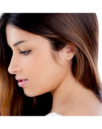 Disney Beauty & The Beast Two Tone Sterling Silver Rose Stud Earrings