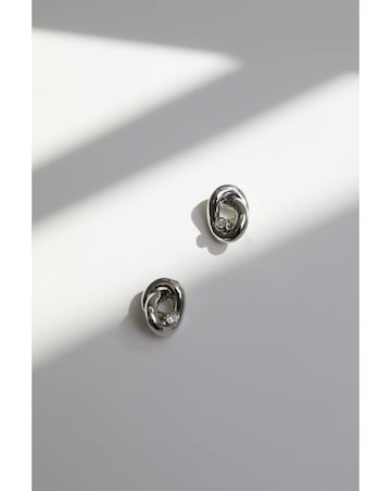 Jon Richard Rhodium Plated Crystal Knot Earrings