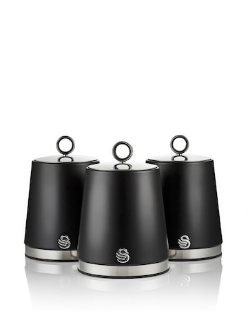 Swan Serenity Set of 3 Canisters Black