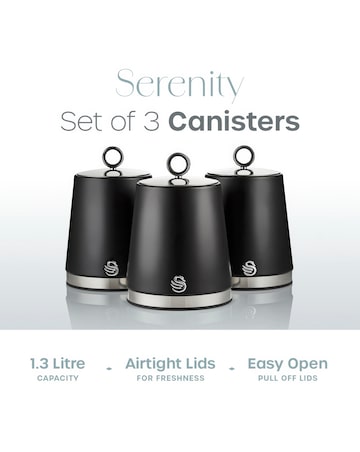 Swan Serenity Set of 3 Canisters Black