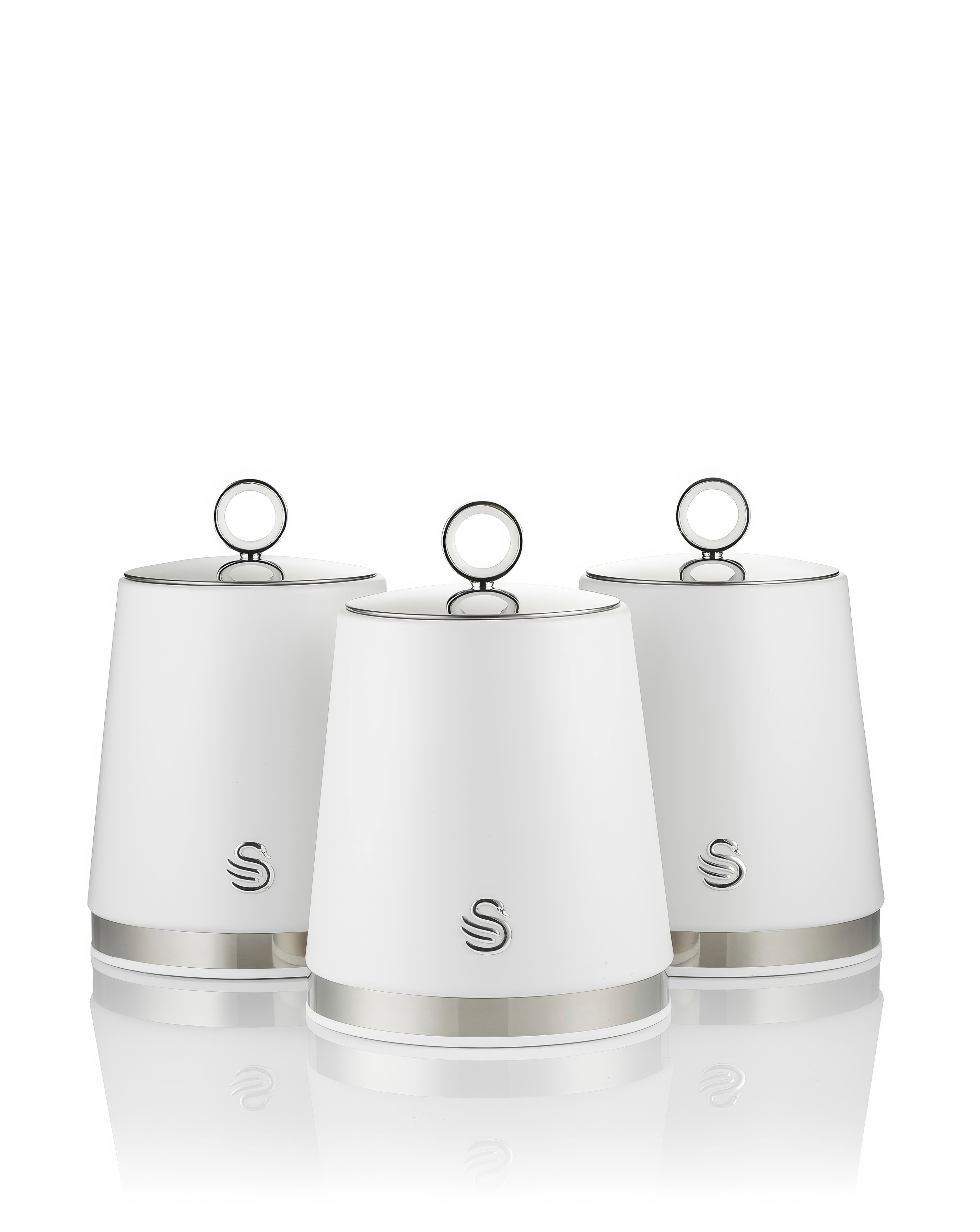 Swan Serenity Set of 3 Canisters White