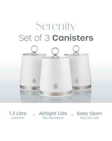Swan Serenity Set of 3 Canisters White