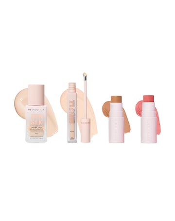 Revolution Silk Radiant Satin Skin Routine, Silk Serum Foundation 1