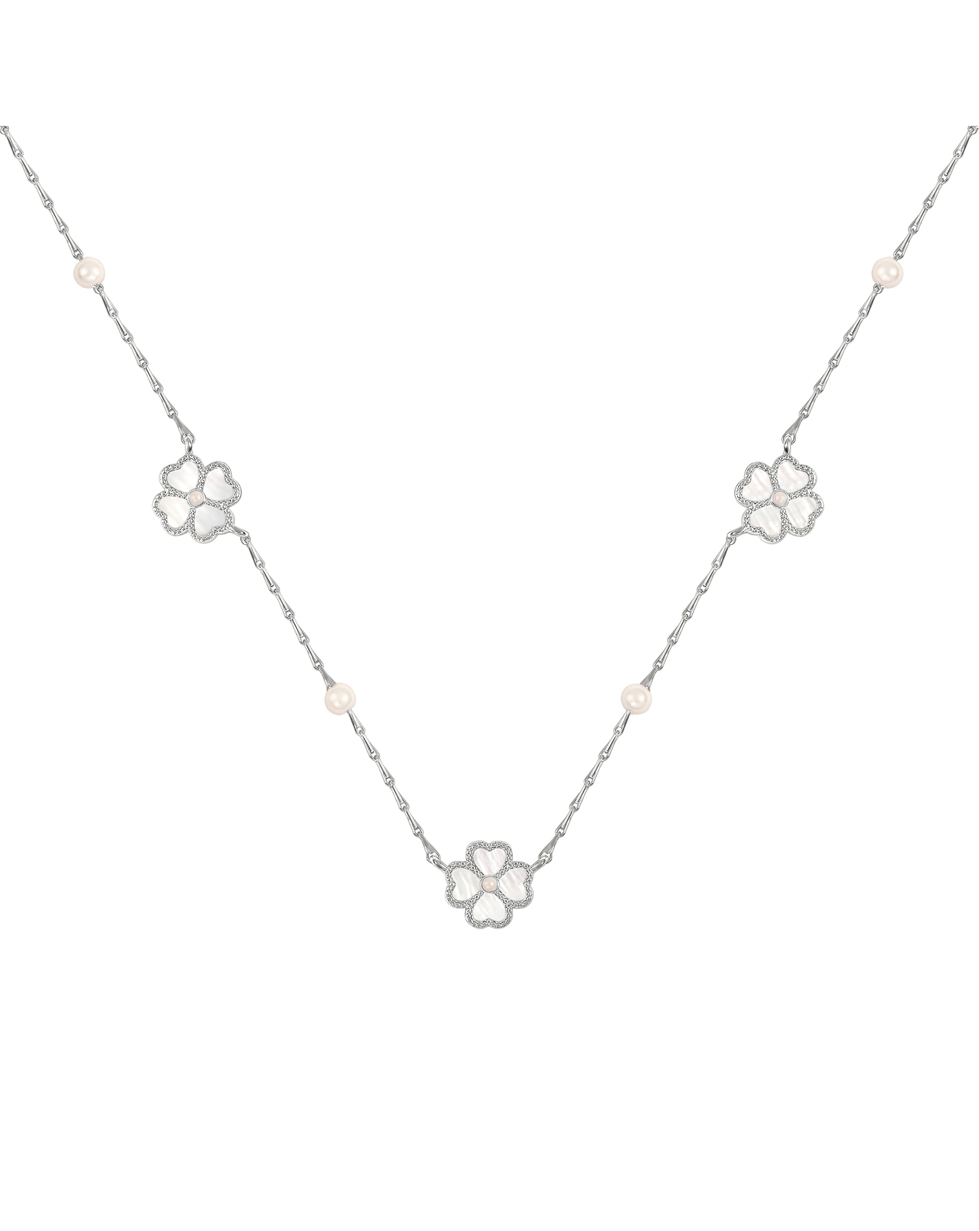 Radley Silver Plated MOP Flower Necklace