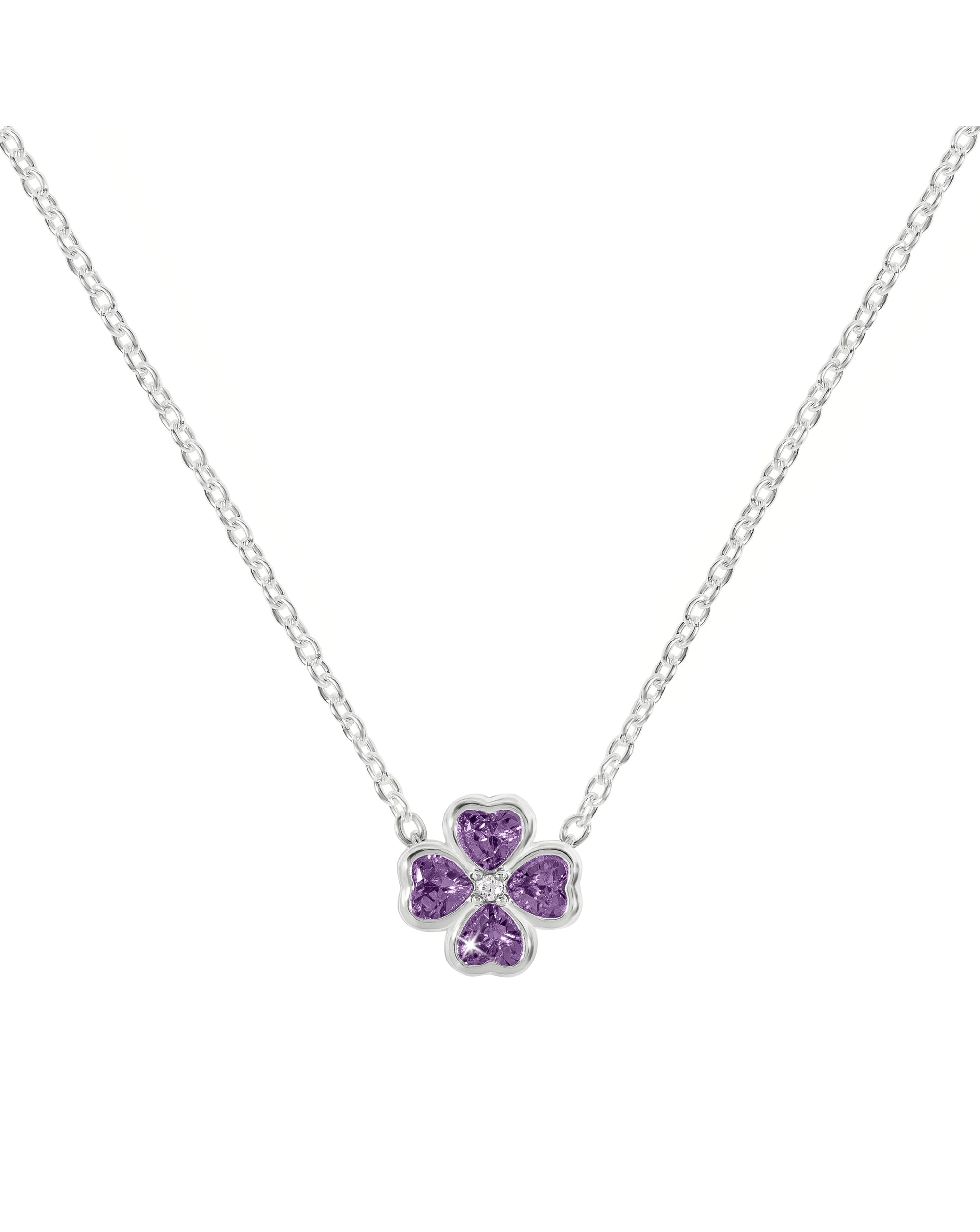 Radley Silver Purple CZ Flower Necklace