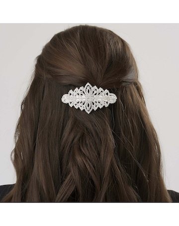 Silver Crystal Ornate Hair Clip