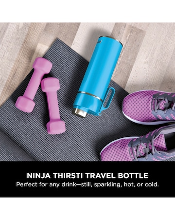Ninja Thirsti Carbonated 530ml 18oz Bottle with Carbonation Lid in Tropical Blue