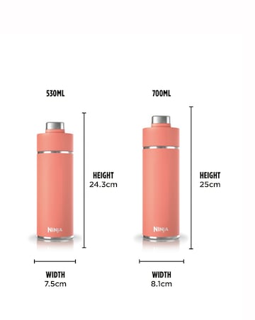 Ninja Thirsti Carbonated 700ml 24oz Bottle with Carbonation Lid in Coral