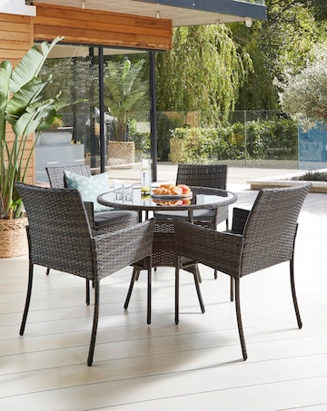 Cadiz Rattan 4 Seater Circular Dining Set