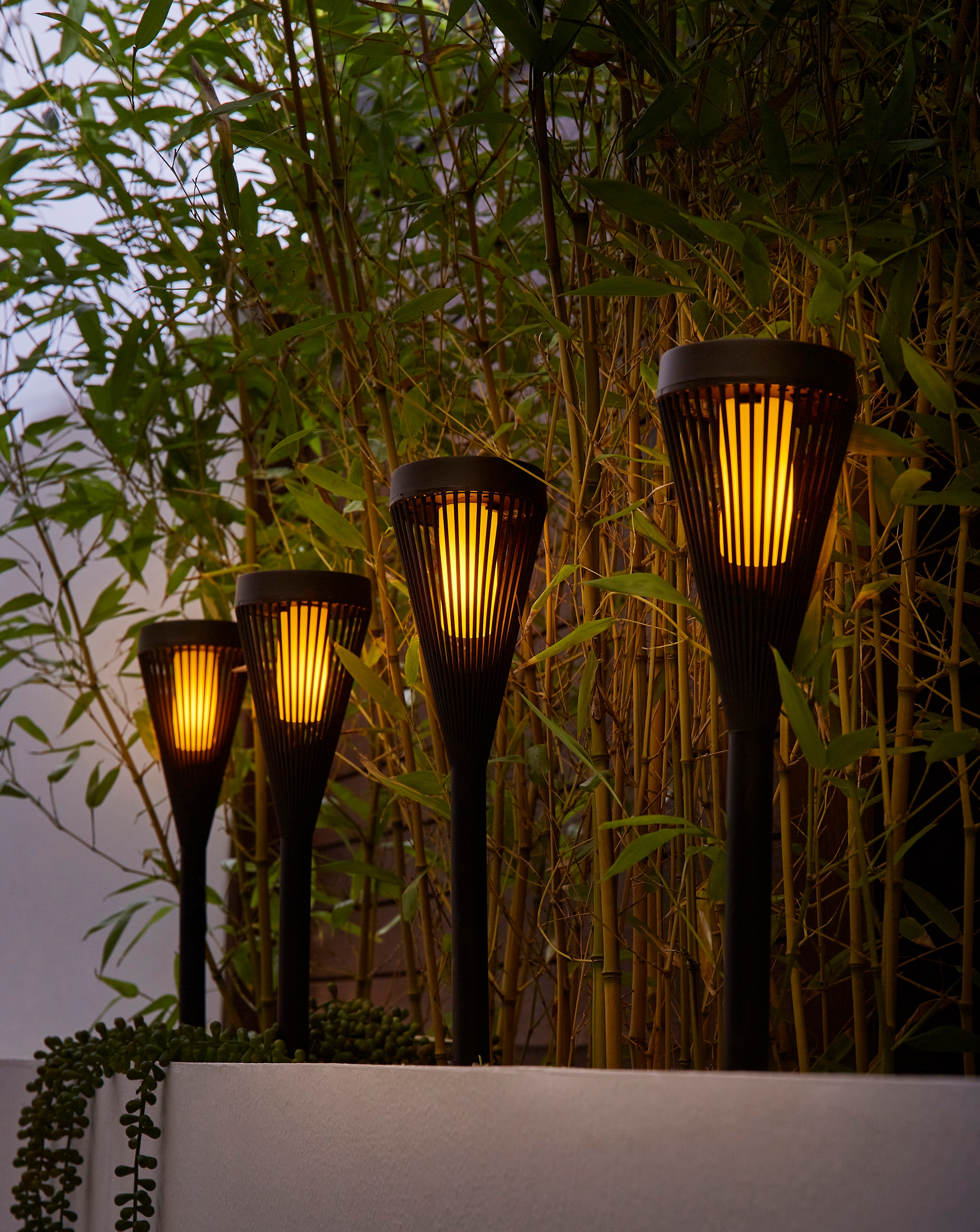 4 Urbane Flaming Stake Lights