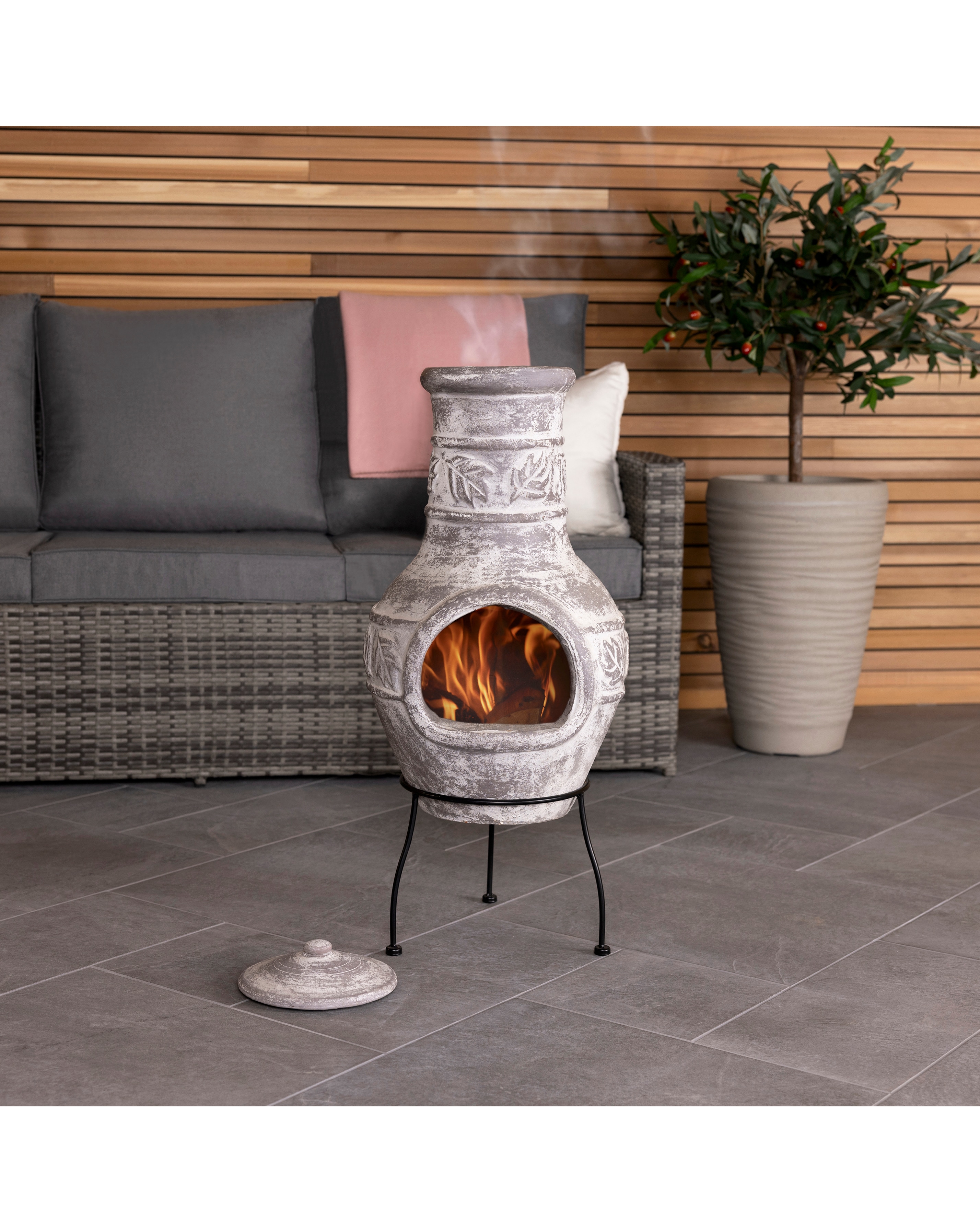Acopulco Grey Clay Chiminea