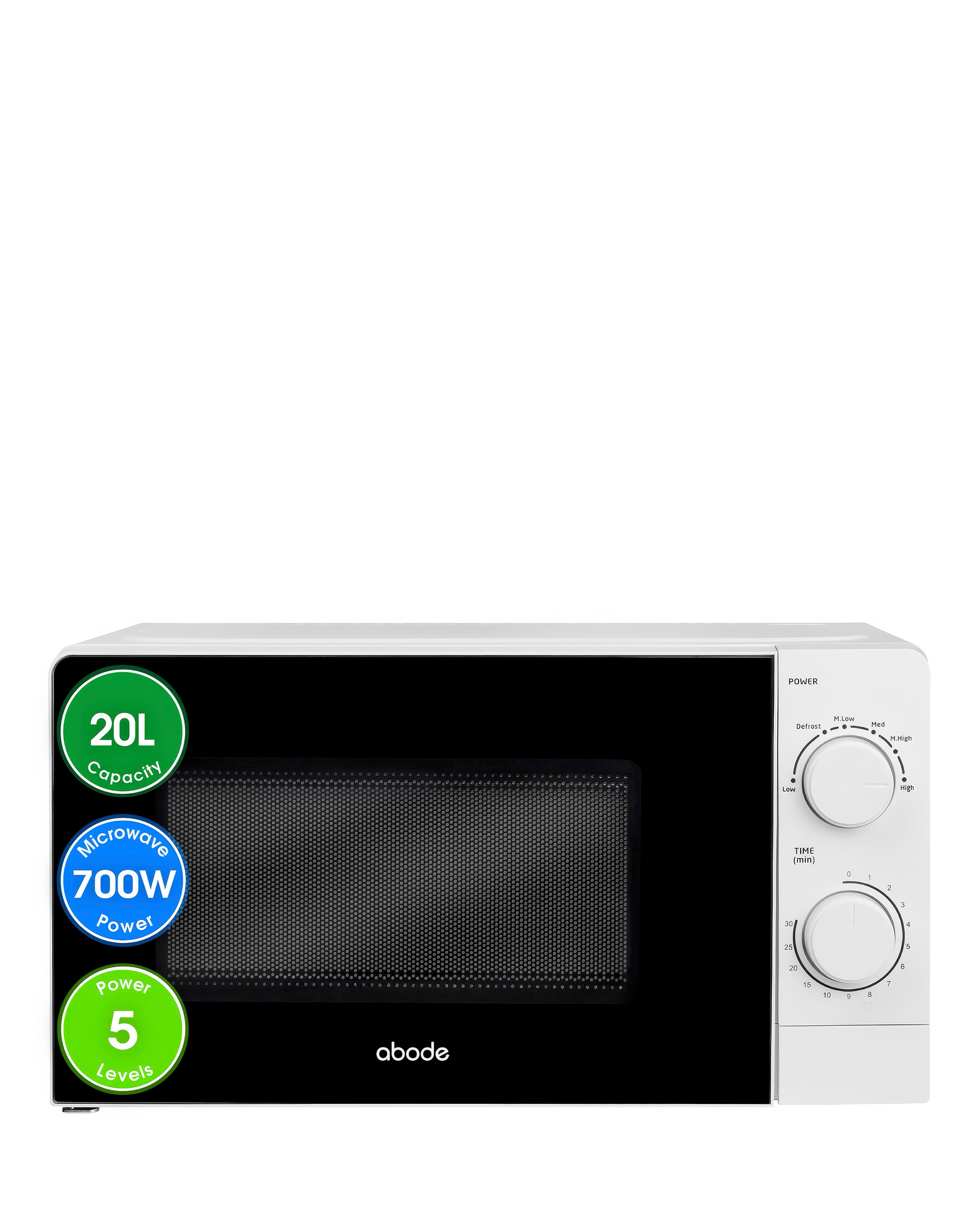 Abode 20 Litre White Manual Microwave