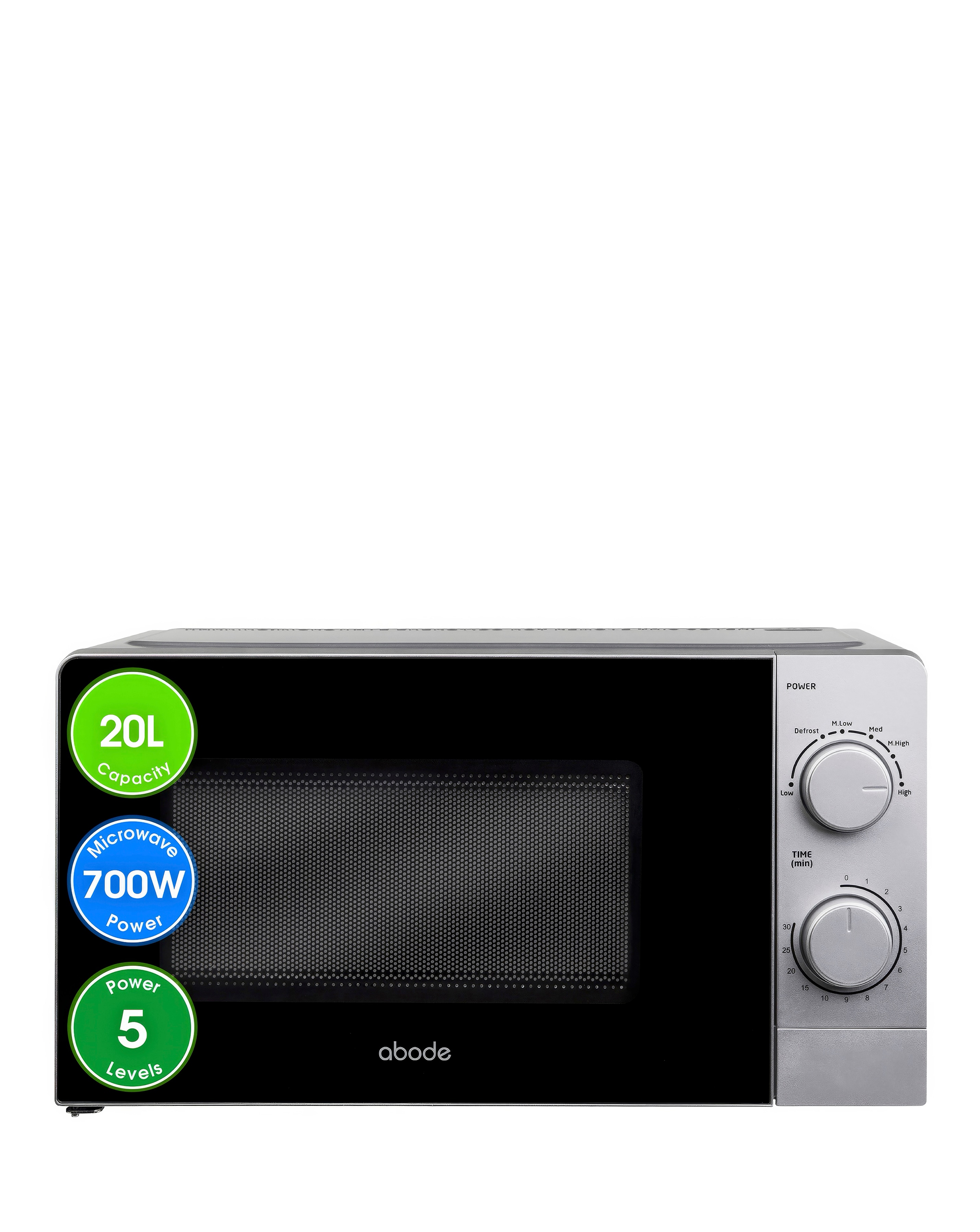 Abode 20 Litre Silver Manual Microwave