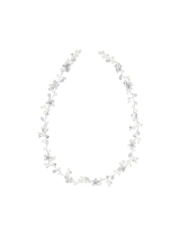 Jon Richard Silver Plated Mia Pearl And Crystal Long Hair Vine - Gift Pouch