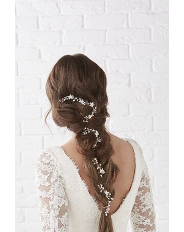 Jon Richard Silver Plated Mia Pearl And Crystal Long Hair Vine - Gift Pouch