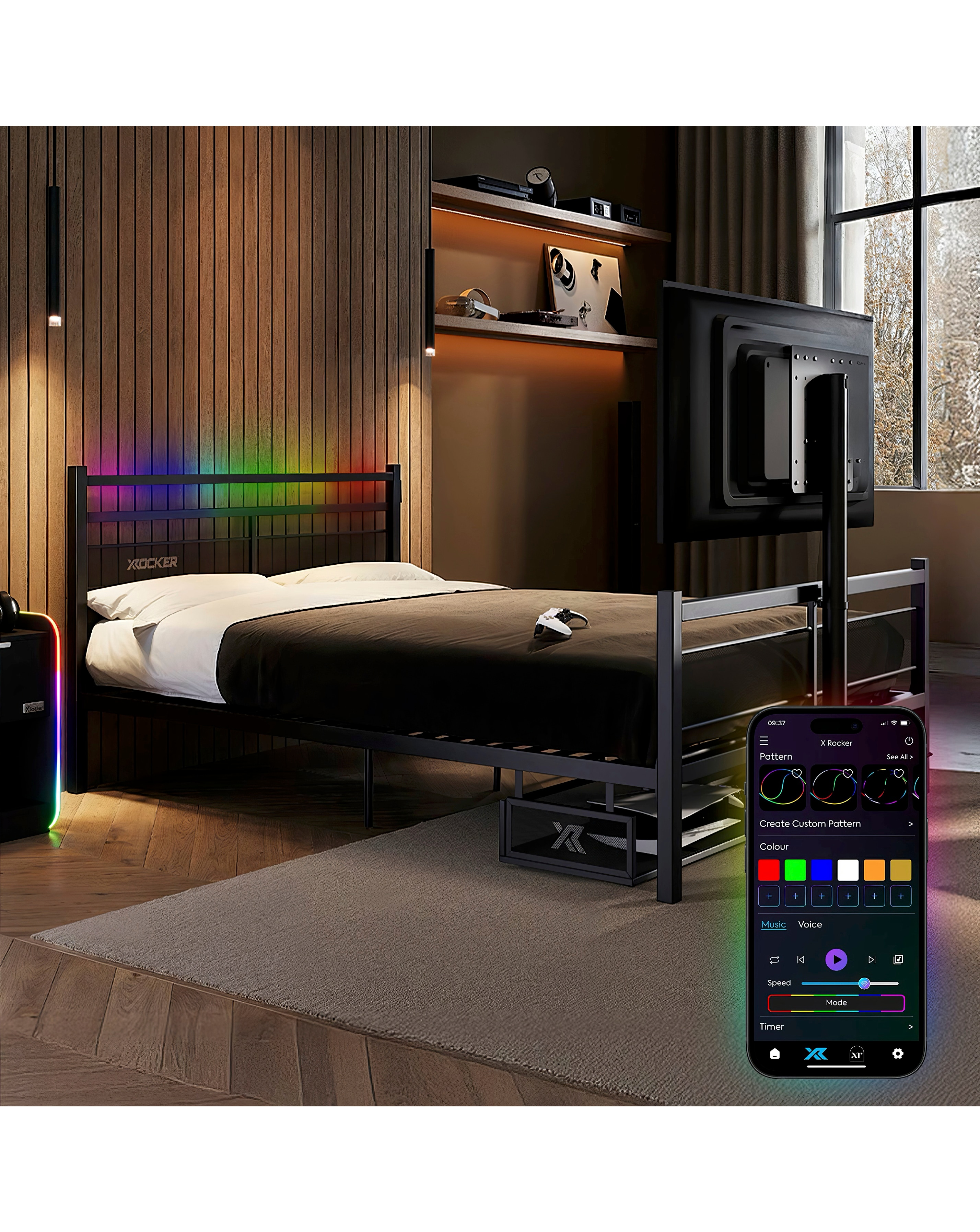 X Rocker Basecamp RGB Double Bed