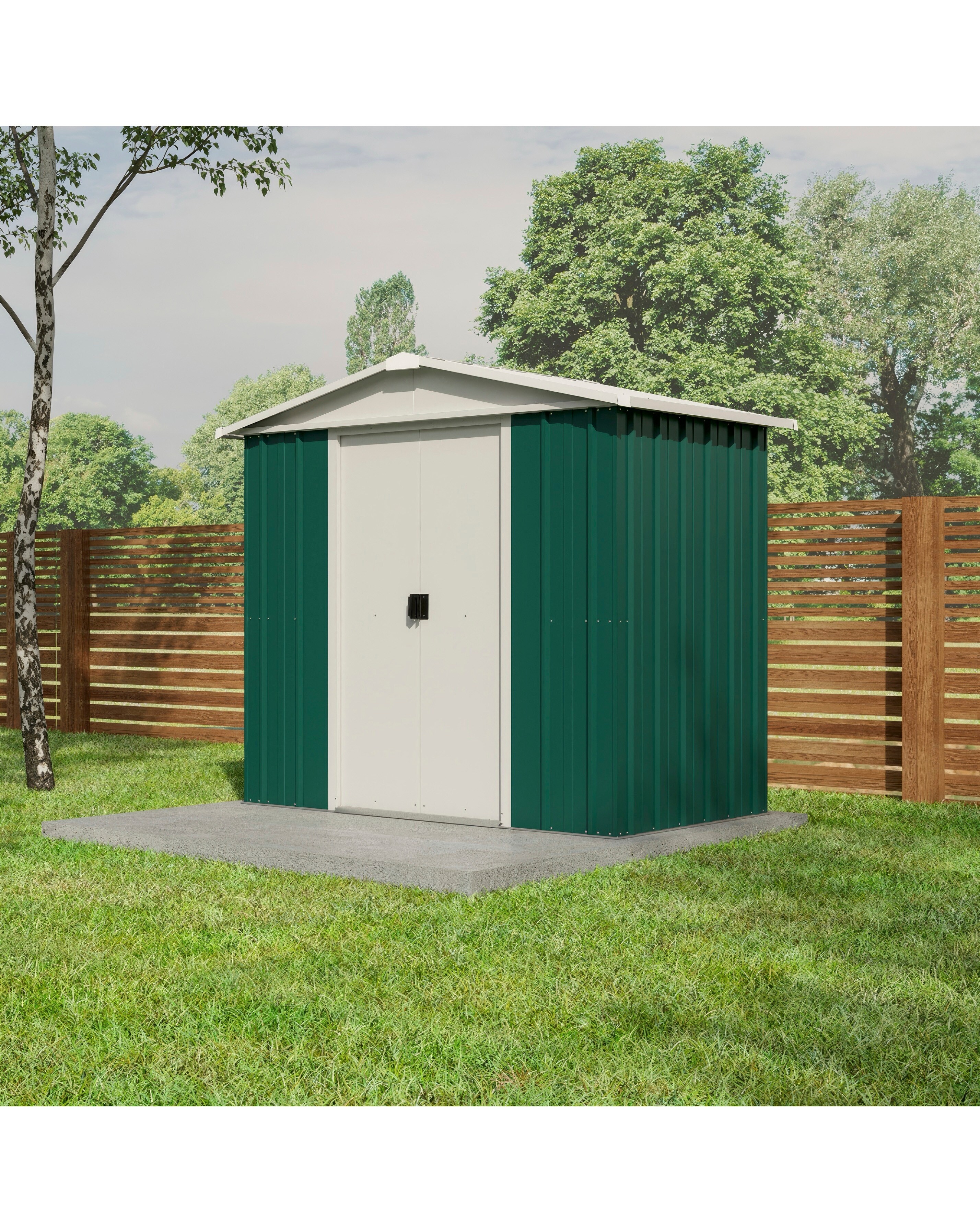 Yardmaster 6x5 Apex Metal Shed - Green