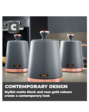 Tower Cavaletto Set of 3 Canisters Grey